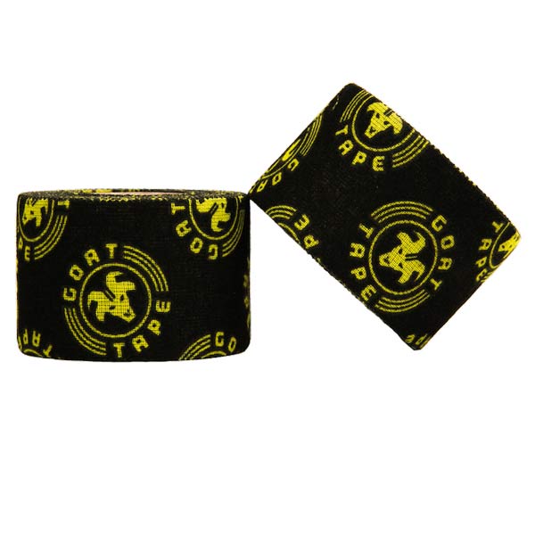 Goat Tape Scary Sticky Premium Athletic/Weightlifting Tape Black & Yellow  Pack of 4